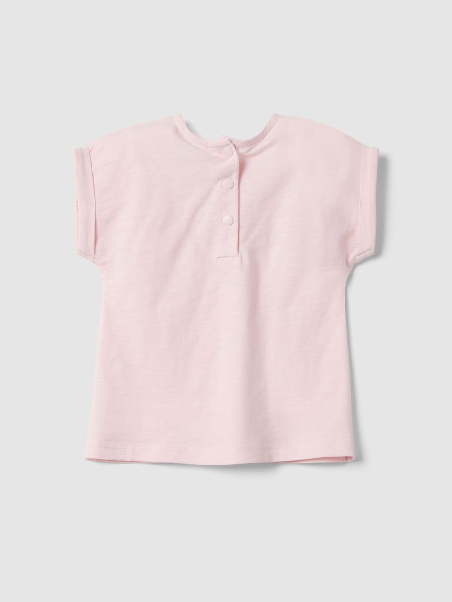 Girls' pink pure cotton T-shirt regular fit with embroidery_1