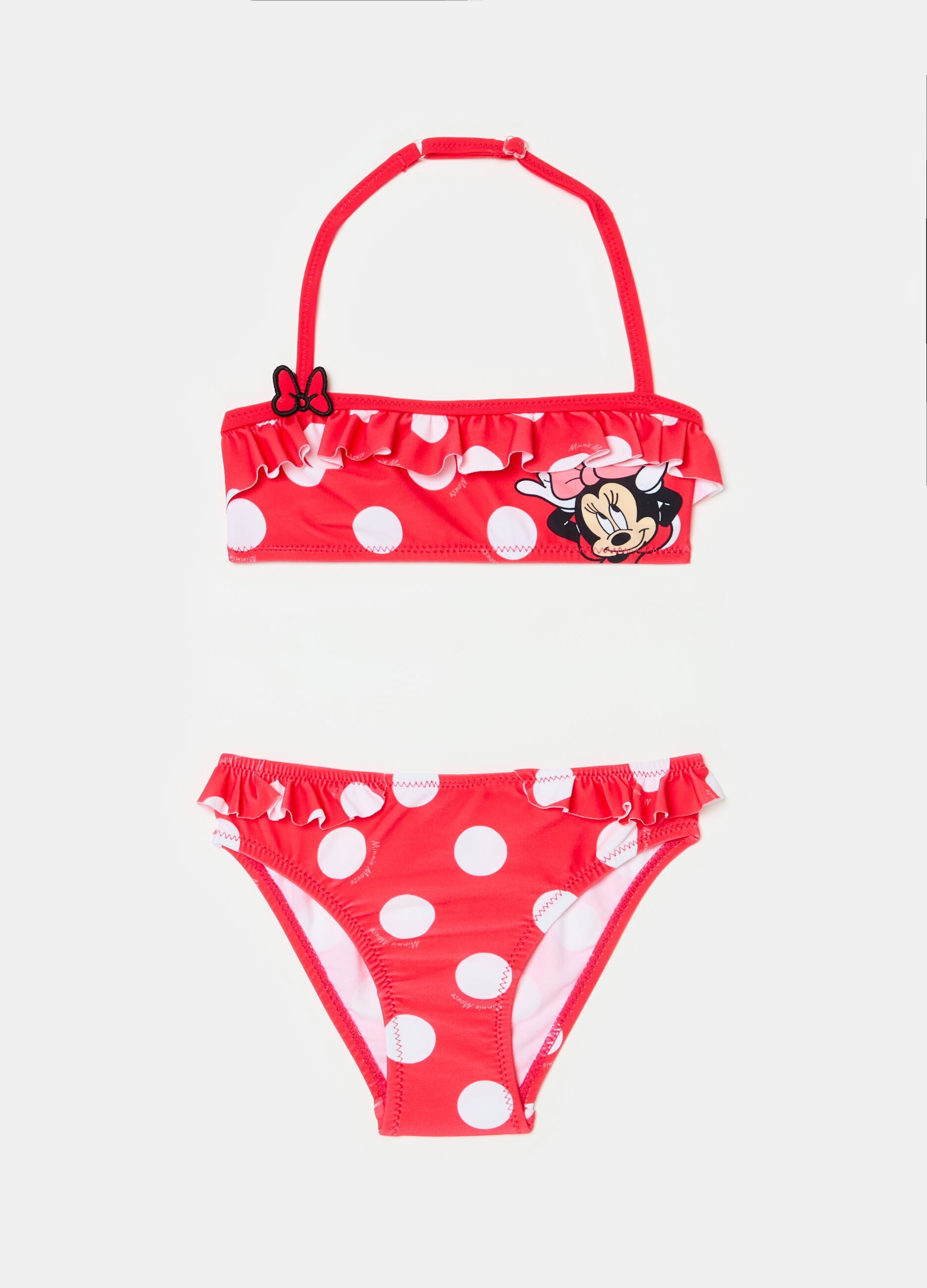 Bikini with polka dots pattern and Minnie Mouse print