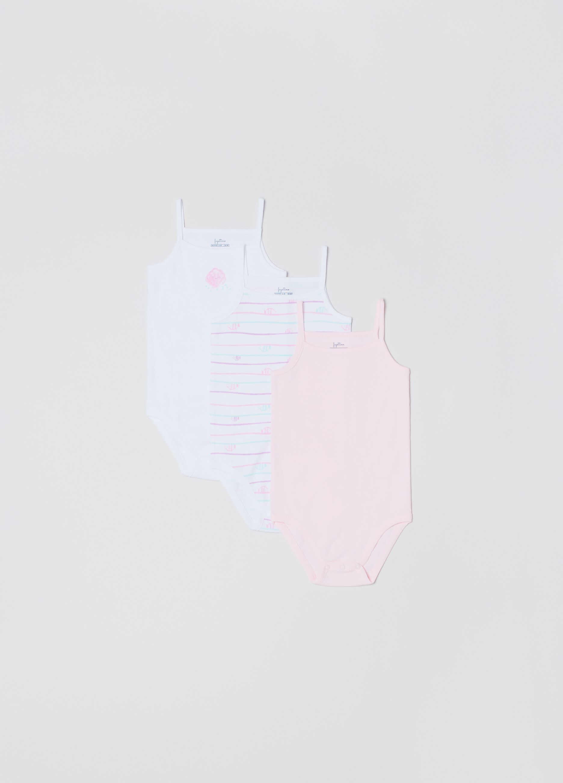 Tripack body in cotone con spalline sottili_0