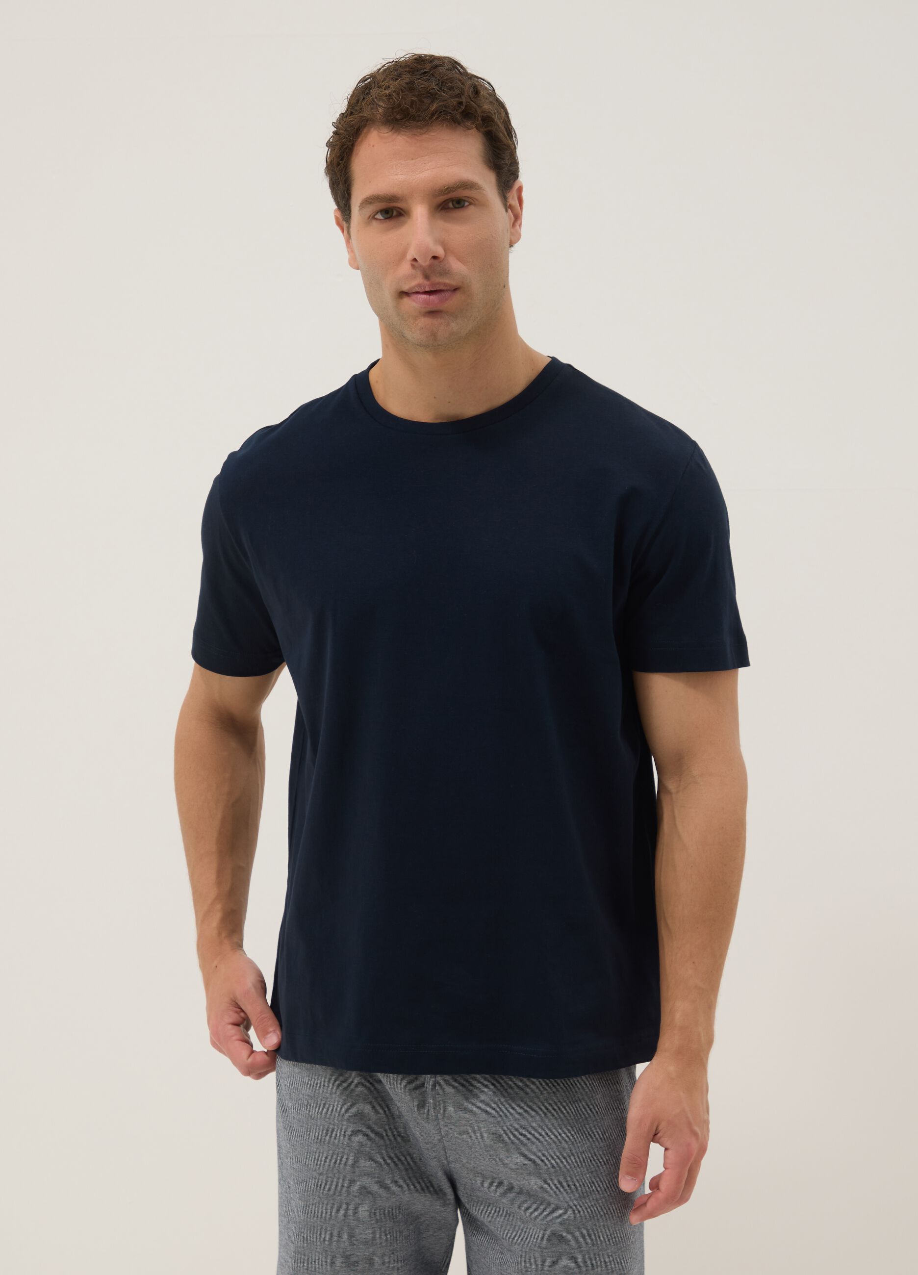 Short pyjamas in pure organic multicolour cotton regular fit