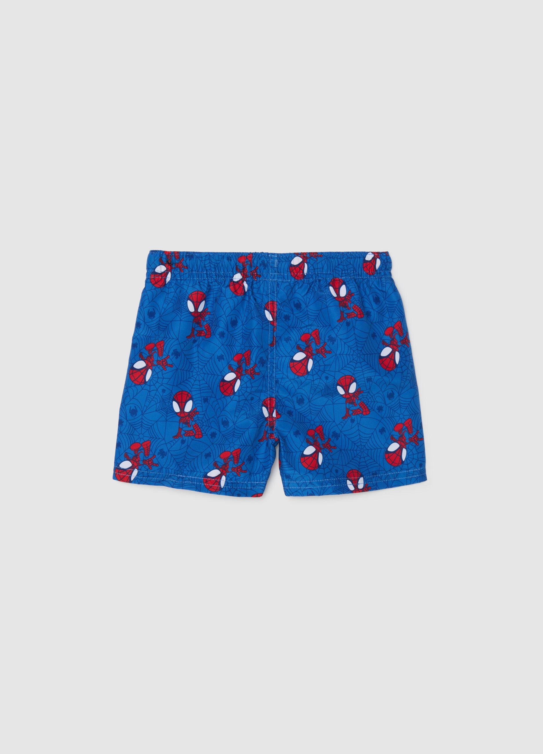 Children's Swimsuit in Multicolour Fabric with Spider-Man Print