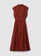 Red midi dress in pure viscose with tie belt, regular fit_5