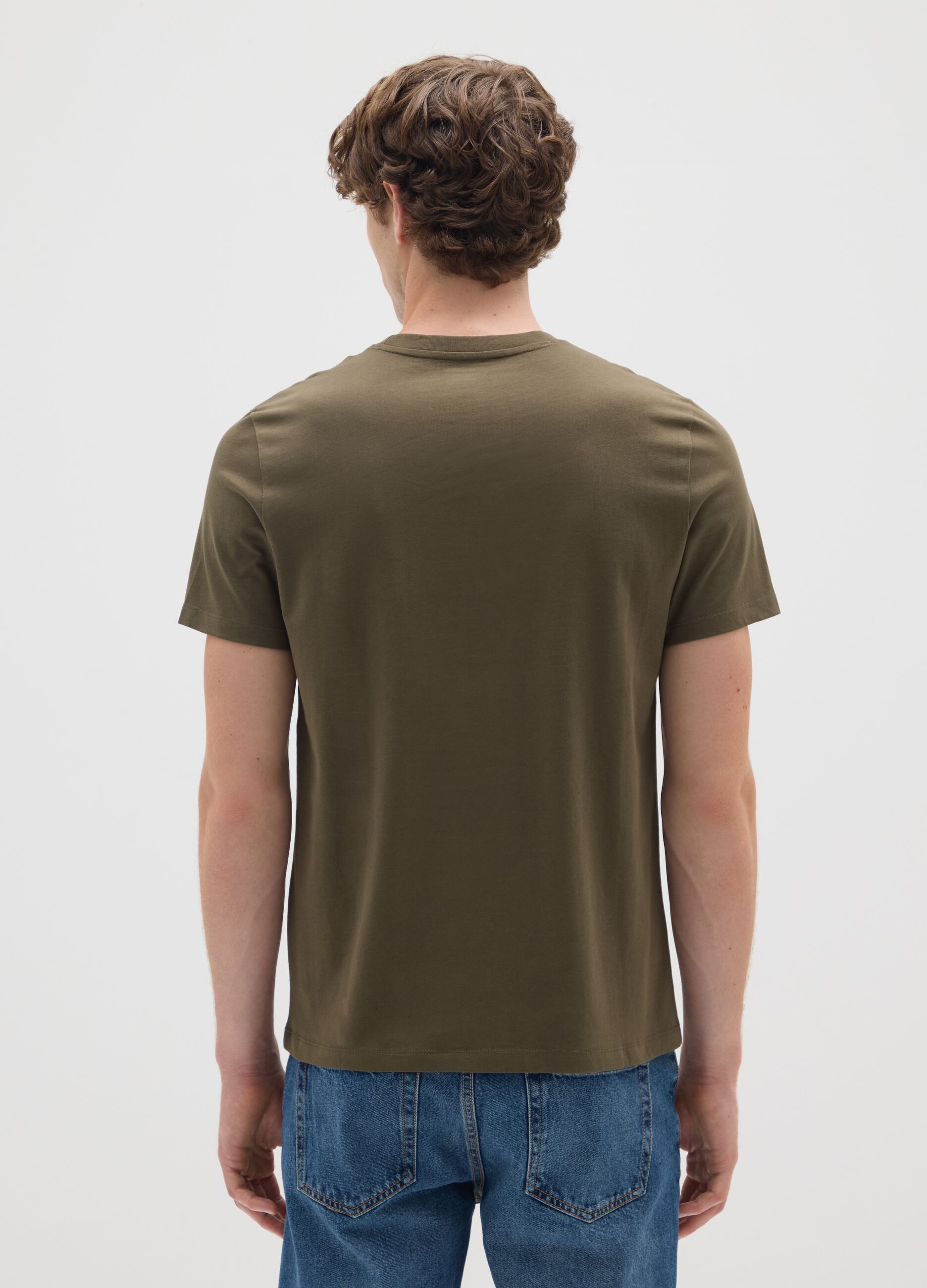 Green regular fit pure cotton T-shirt