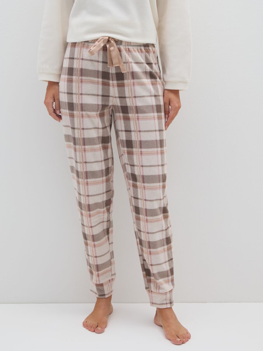Pantaloni pigiama in pile rosa_1