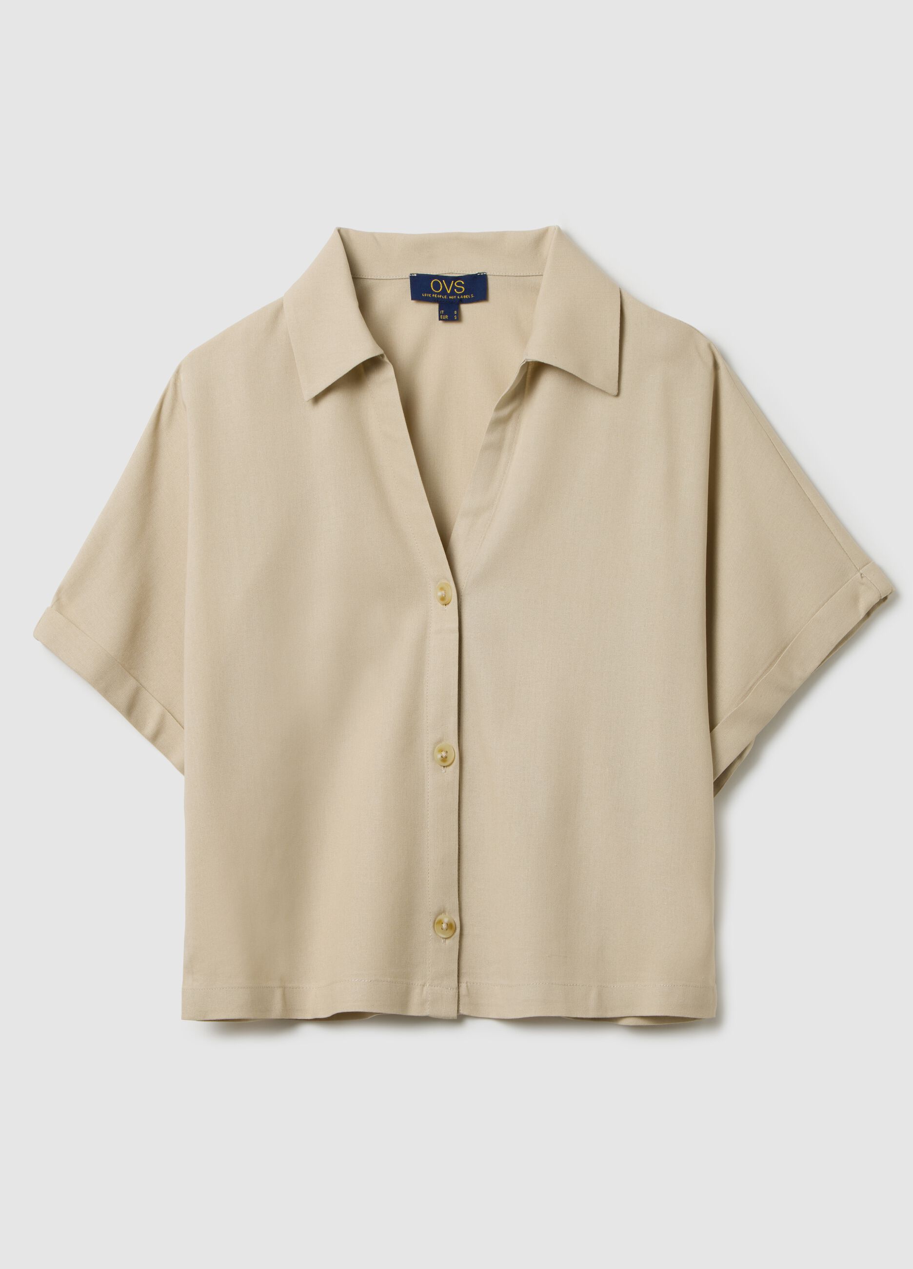 Women's beige viscose blend regular fit shirt