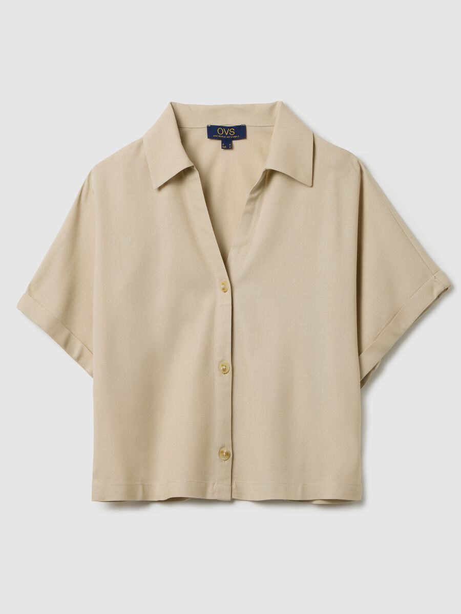 Women's beige viscose blend regular fit shirt_4