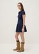 Blue regular fit stretch cotton dress with V-neck_2