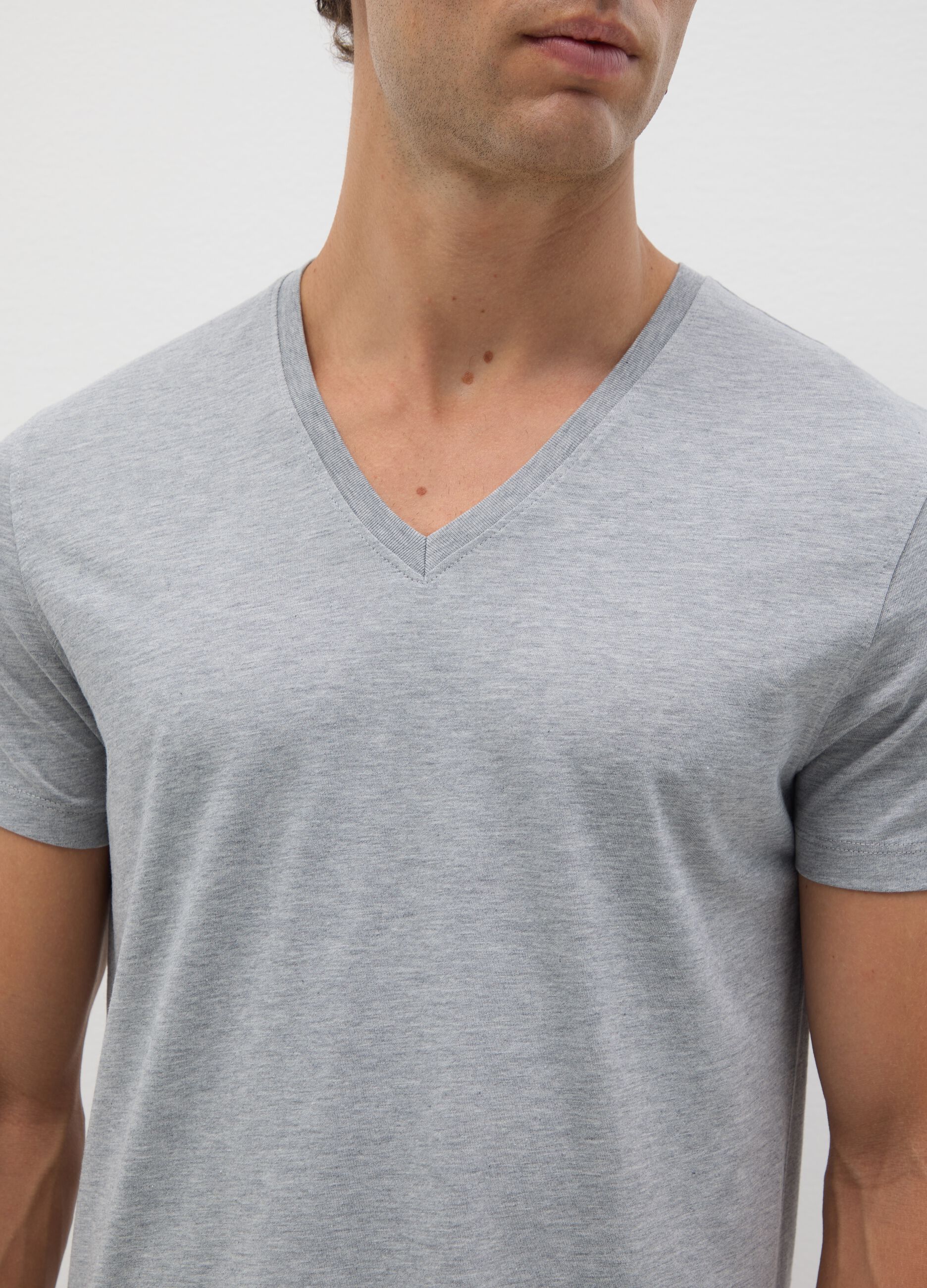 Bipack di t-shirt in puro cotone grigie regular fit