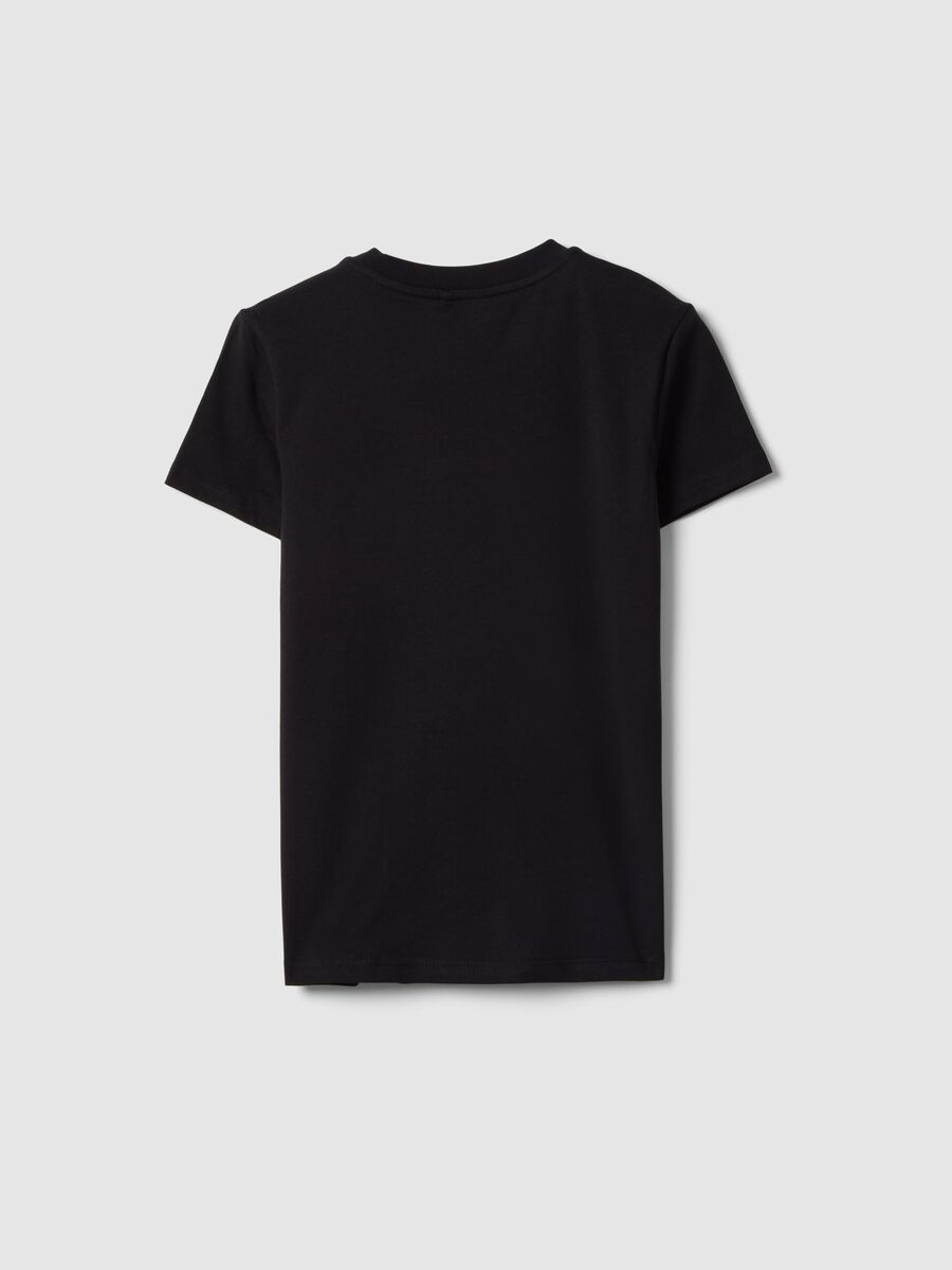T-shirt in puro cotone nera da ragazza regular fit con scritta_1