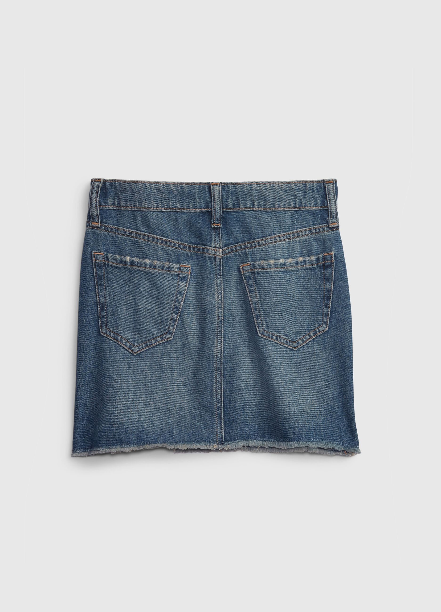 Skirt in distressed-effect denim