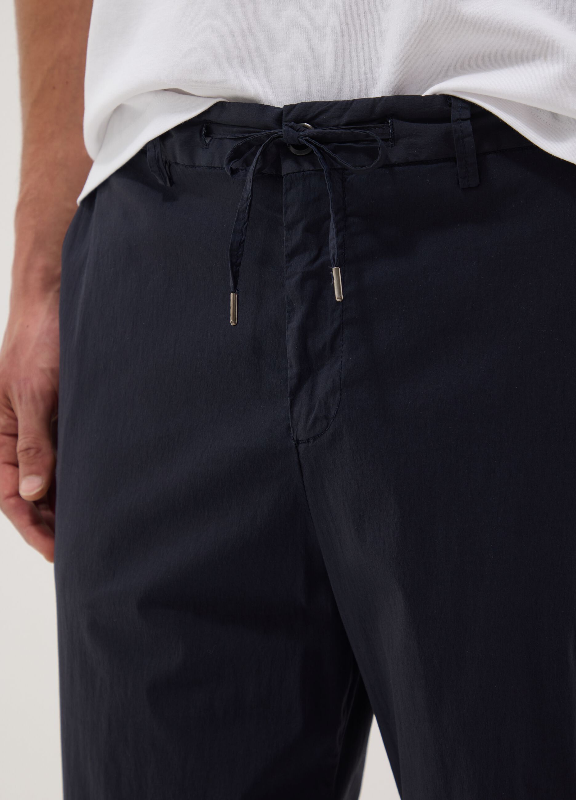 Blue stretch cotton chino trousers