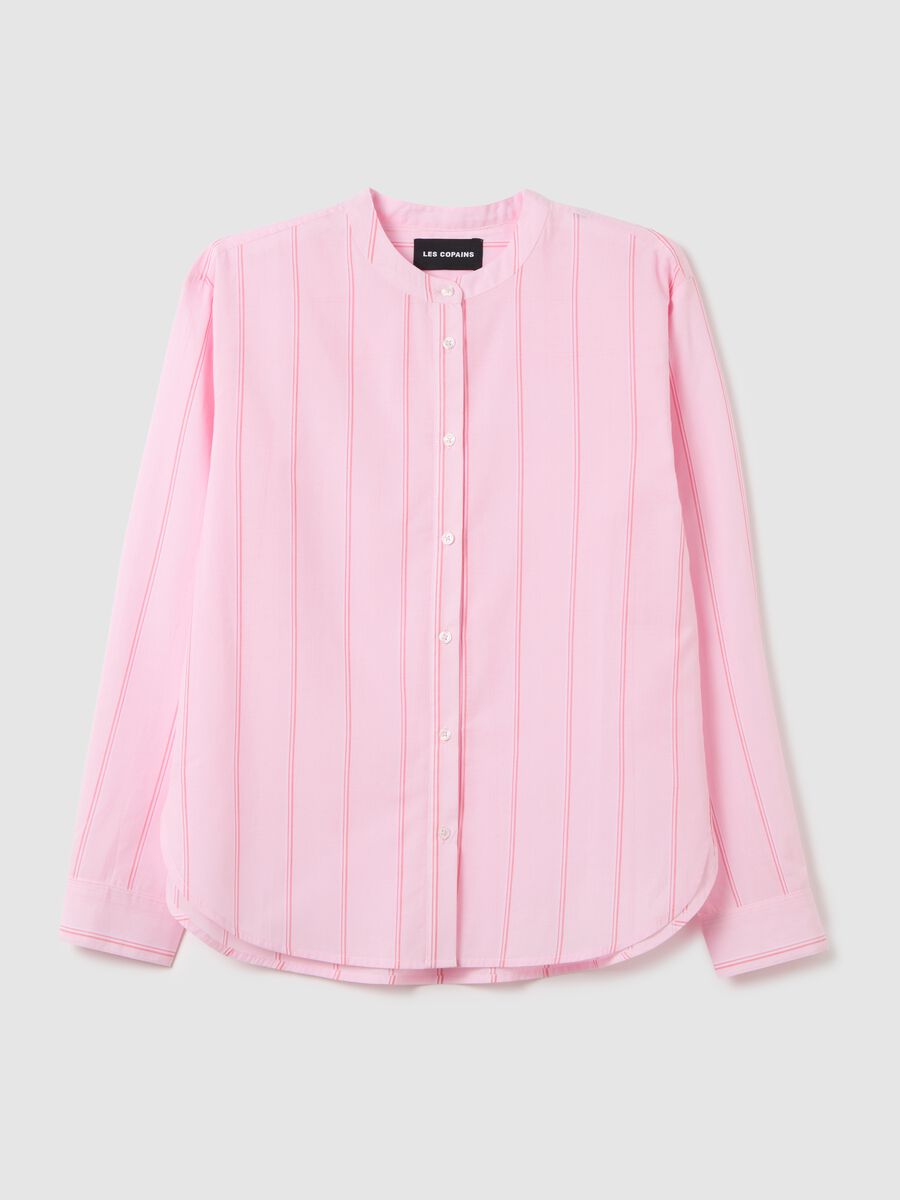 Camicia da donna in puro cotone rosa regular fit con colletto classico_0
