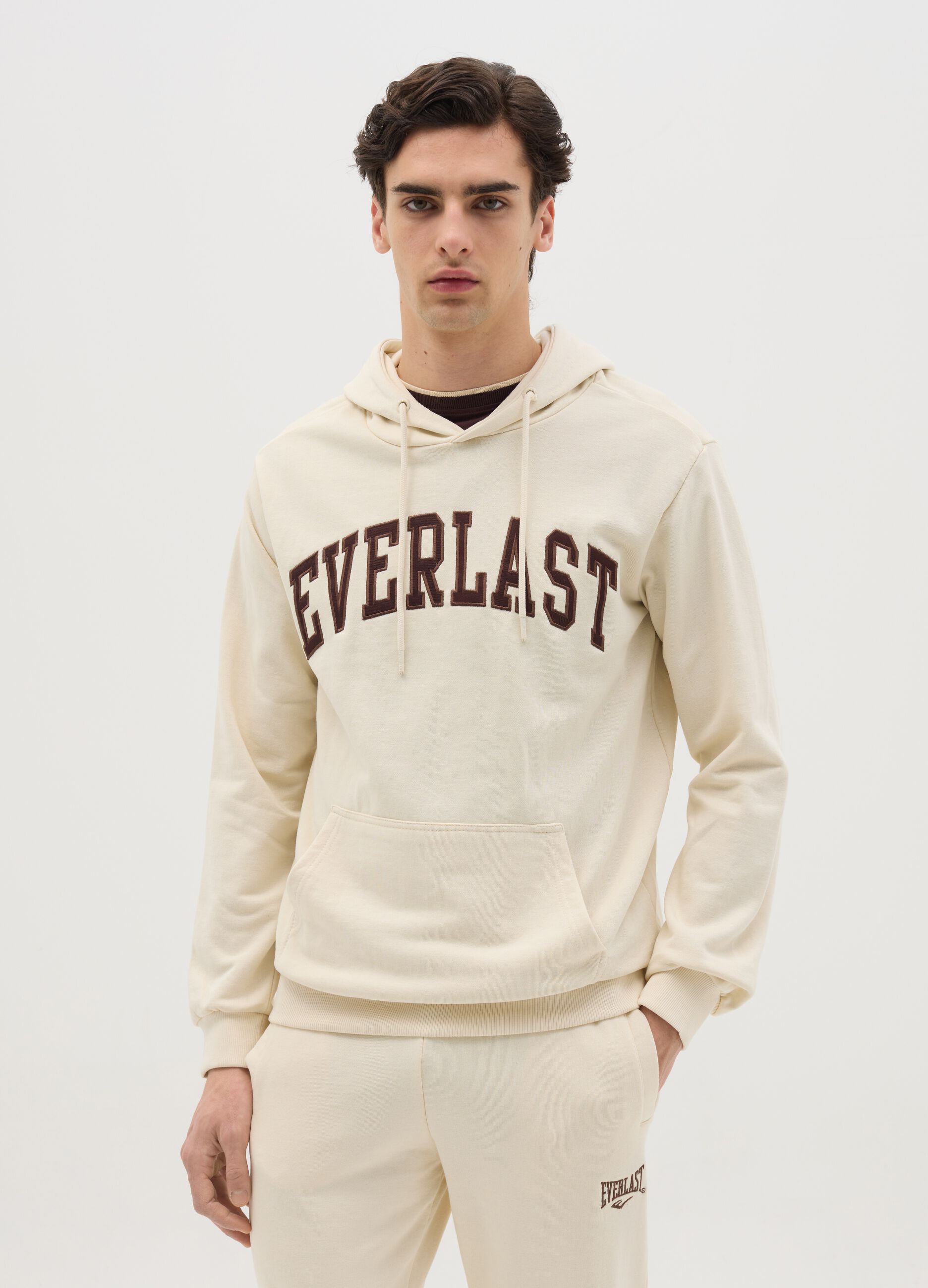 Beige sweatshirt with hood