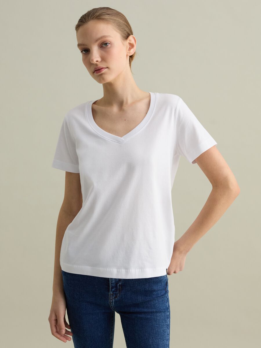Cotton V-neck T-shirt_0