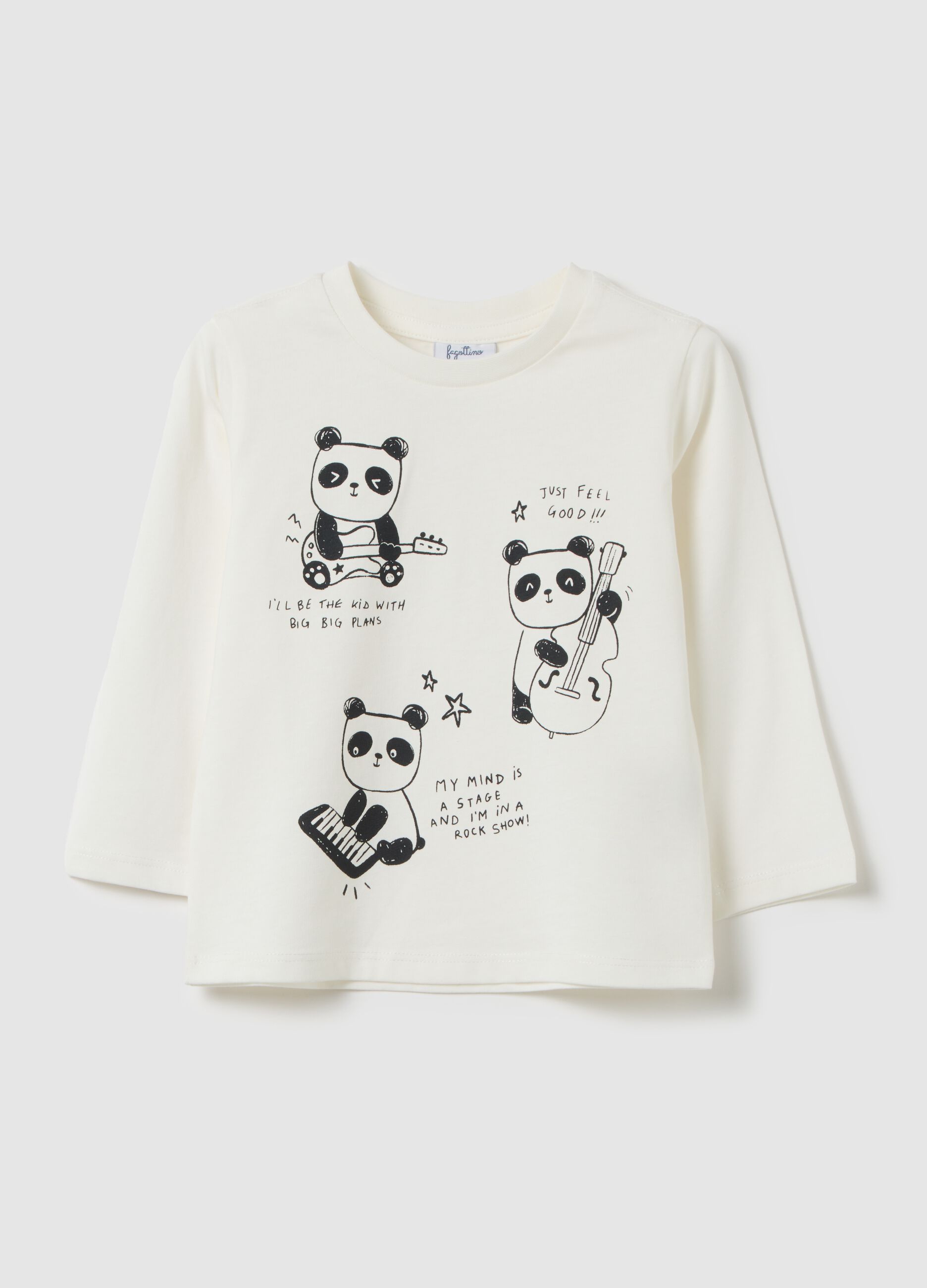 Maglietta da bambino in puro cotone bianca regular fit
