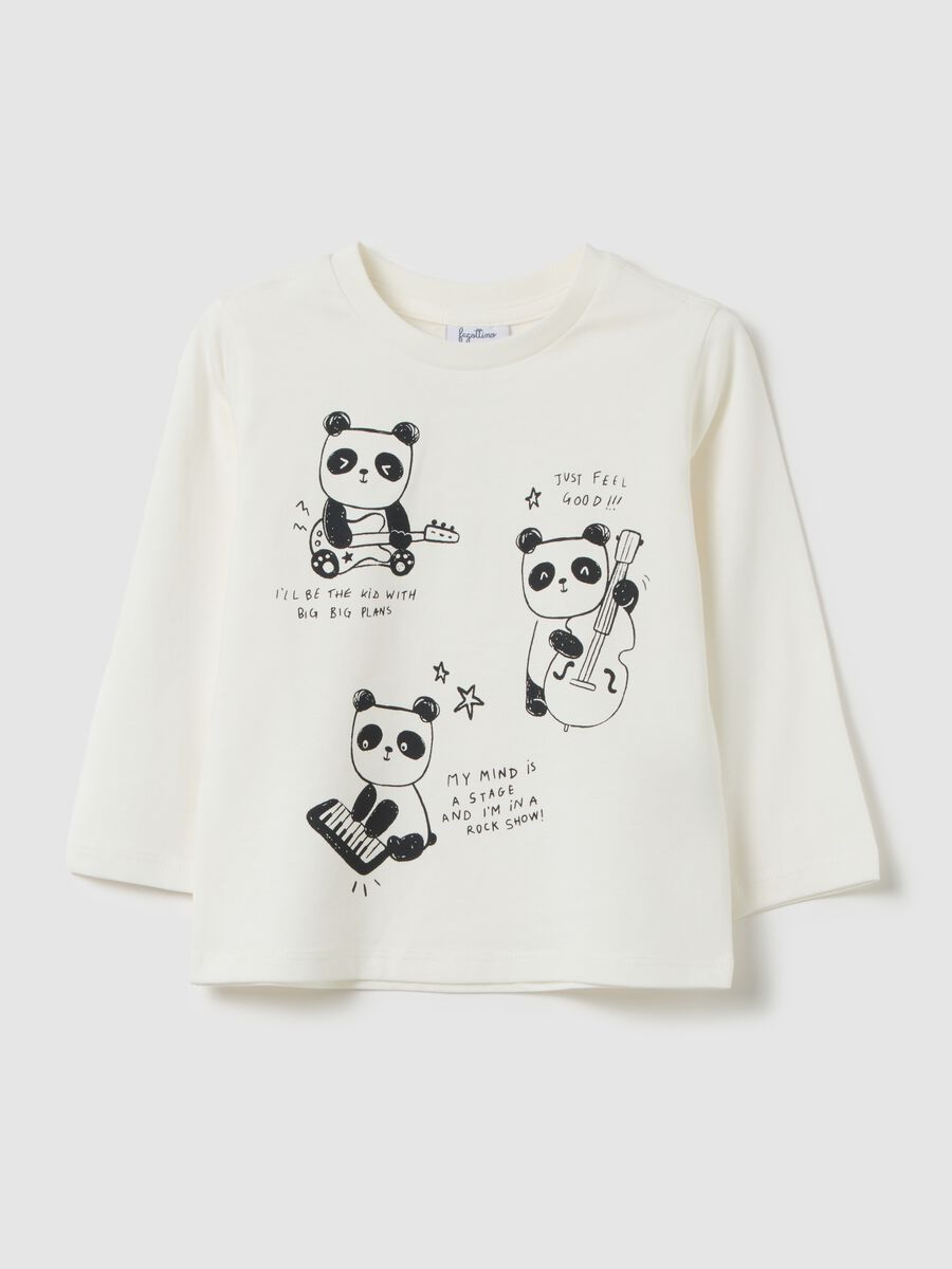 Maglietta da bambino in puro cotone bianca regular fit _0