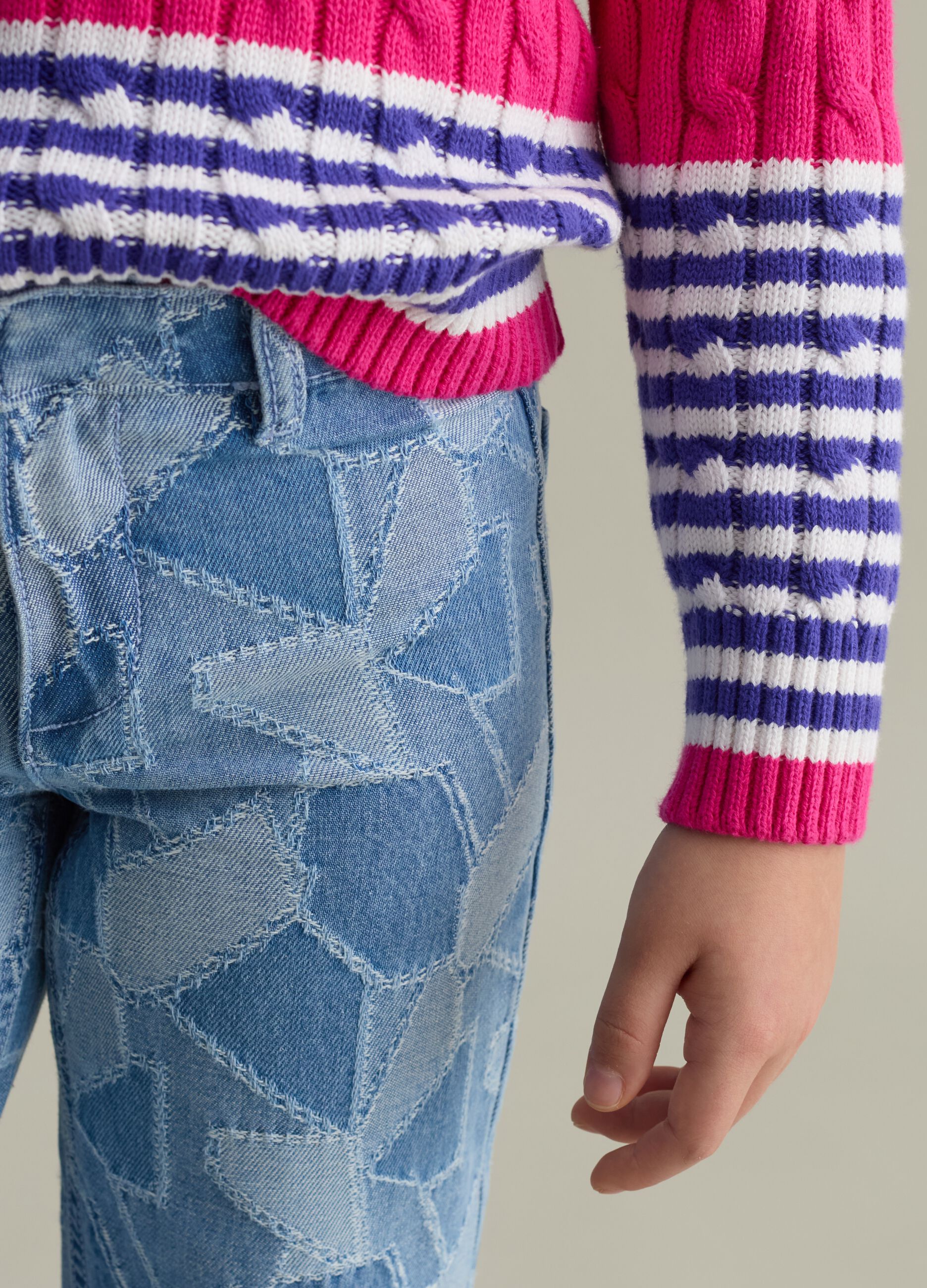 Straight-fit patchwork-effect jeans
