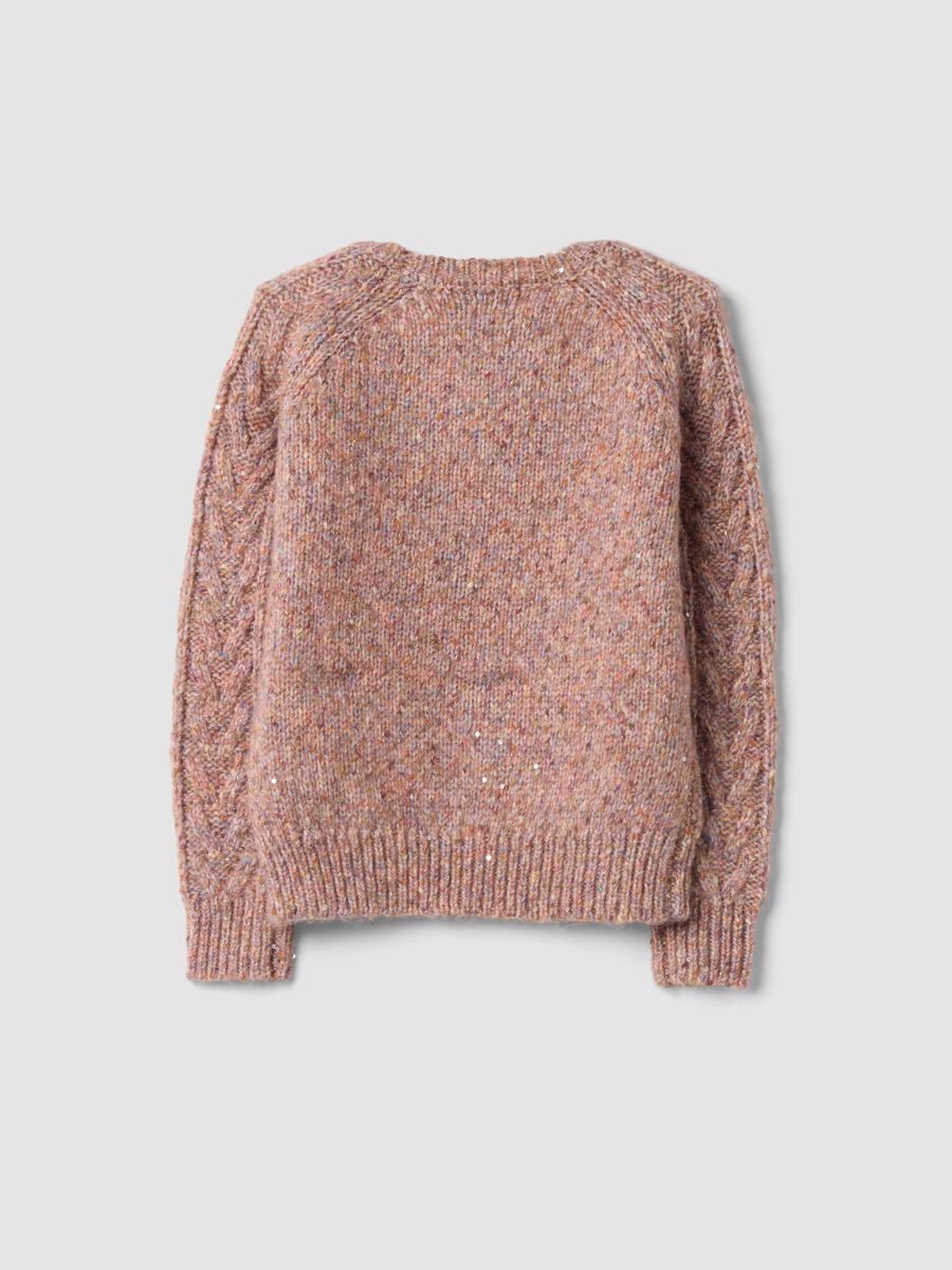 Maglia rosa in misto lana a trecce con girocollo regular fit_2