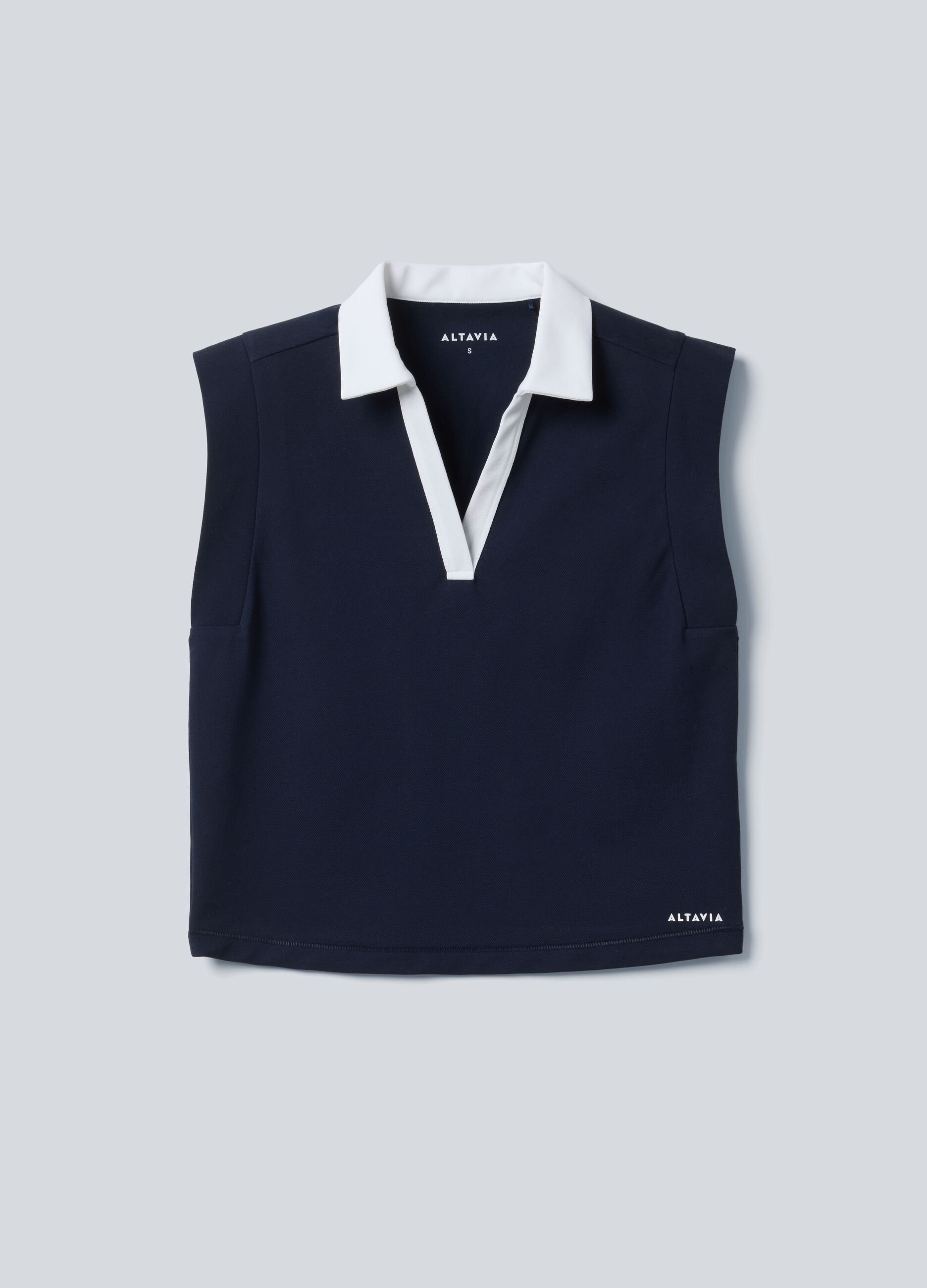 Blue sleeveless ALTAVIA COURT polo in stretch cotton with classic collar