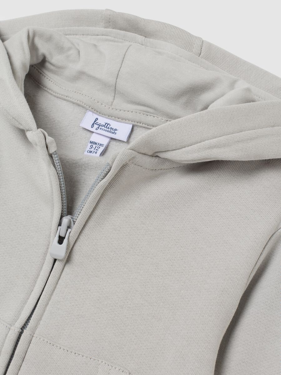 Grey children's sweatshirt in pure cotton regular fit with hood and zip_2