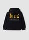 Black regular-fit pure cotton hoodie with logo for boys_1