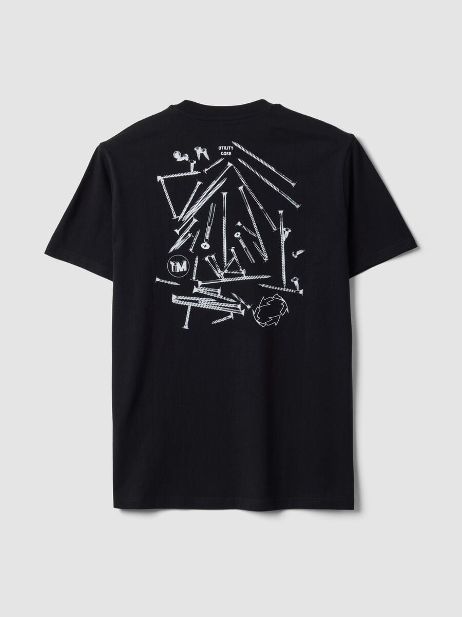 Black pure cotton crew-neck printed T-shirt_6