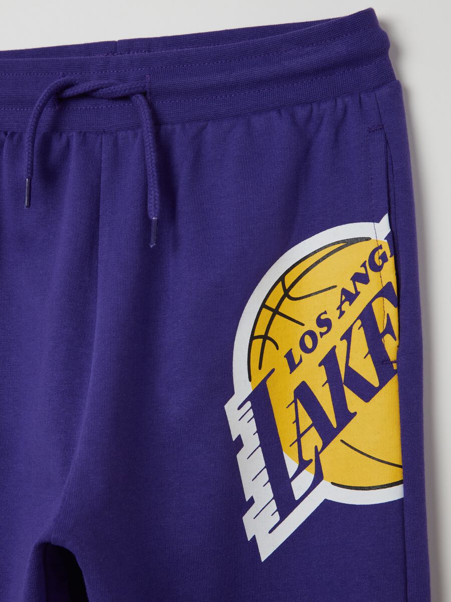 Joggers with NBA Los Angeles Lakers print and drawstring_2