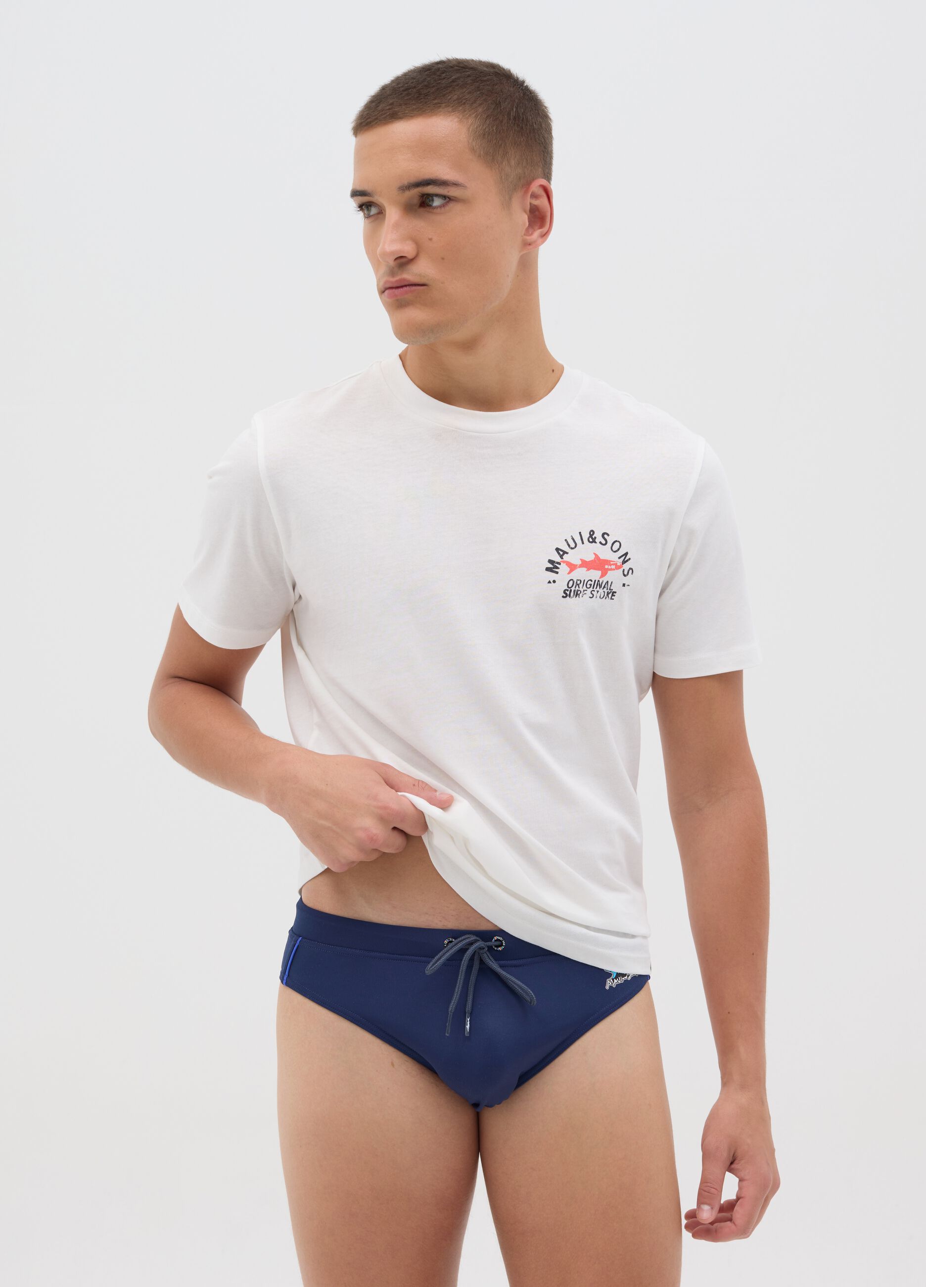 Slip mare da uomo in tessuto elasticizzato blu