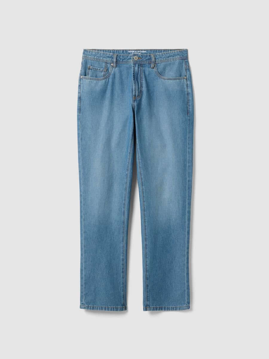 Regular fit blue denim pure cotton jeans_4