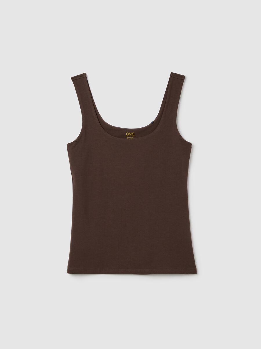 Top da donna in cotone elasticizzato marrone_4