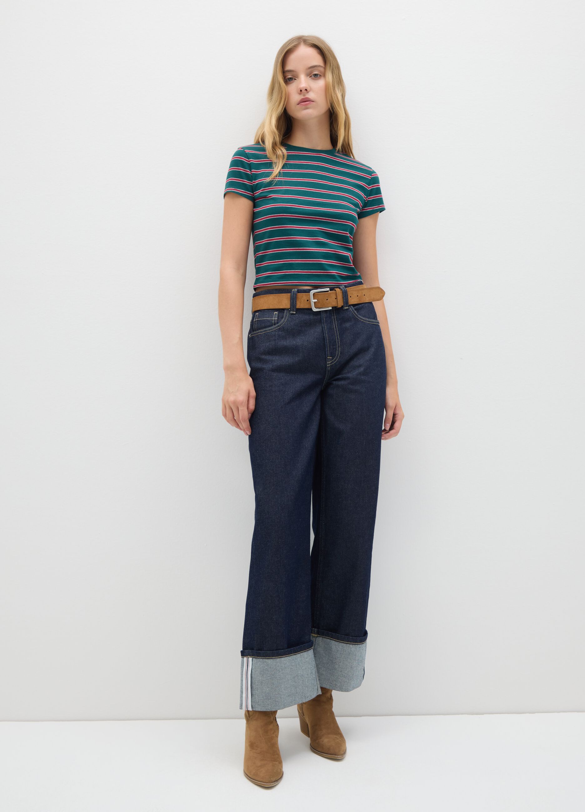 T-shirt in puro cotone multicolor fitted