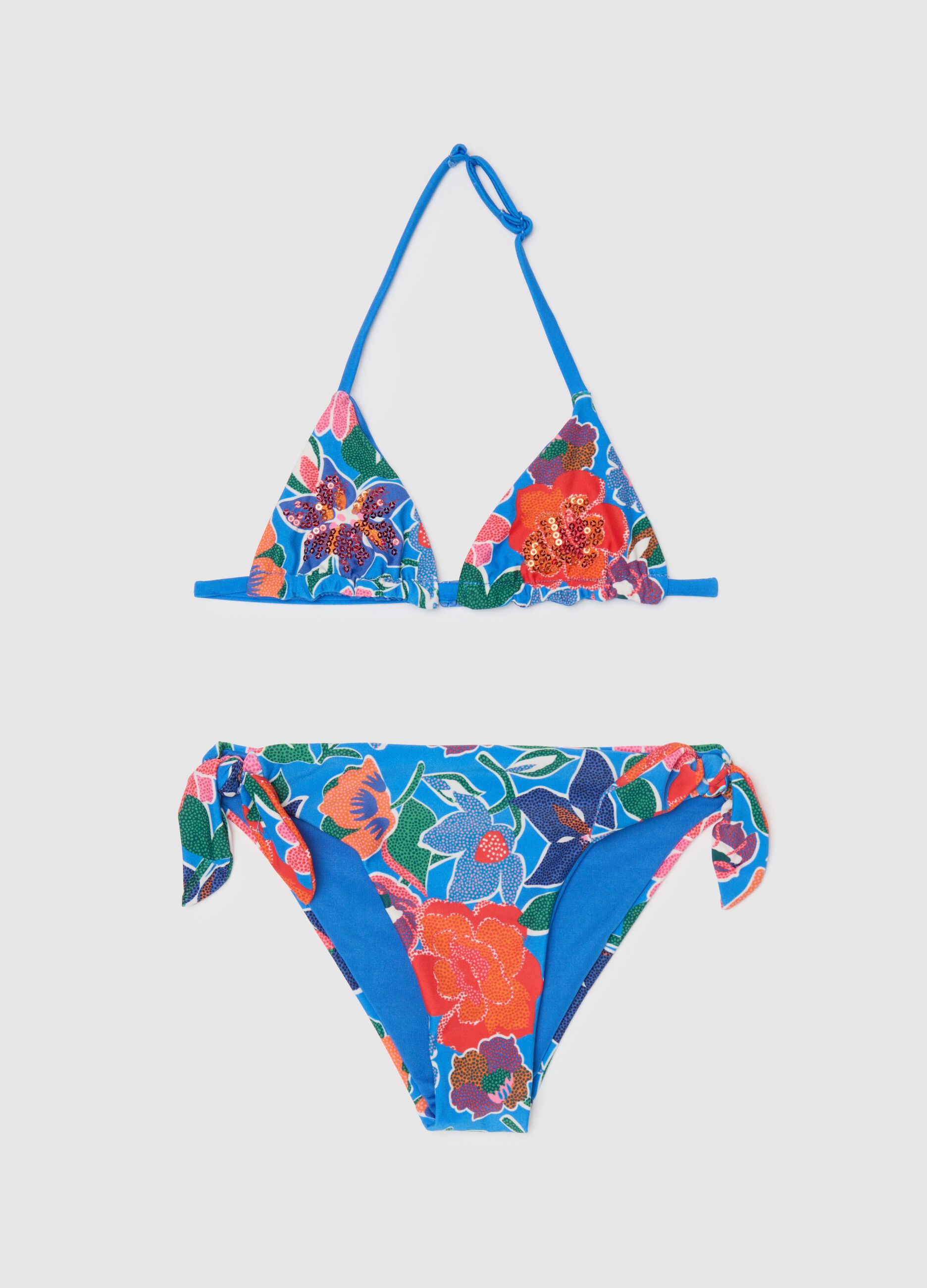 Multicolour stretch-blend girl's bikini