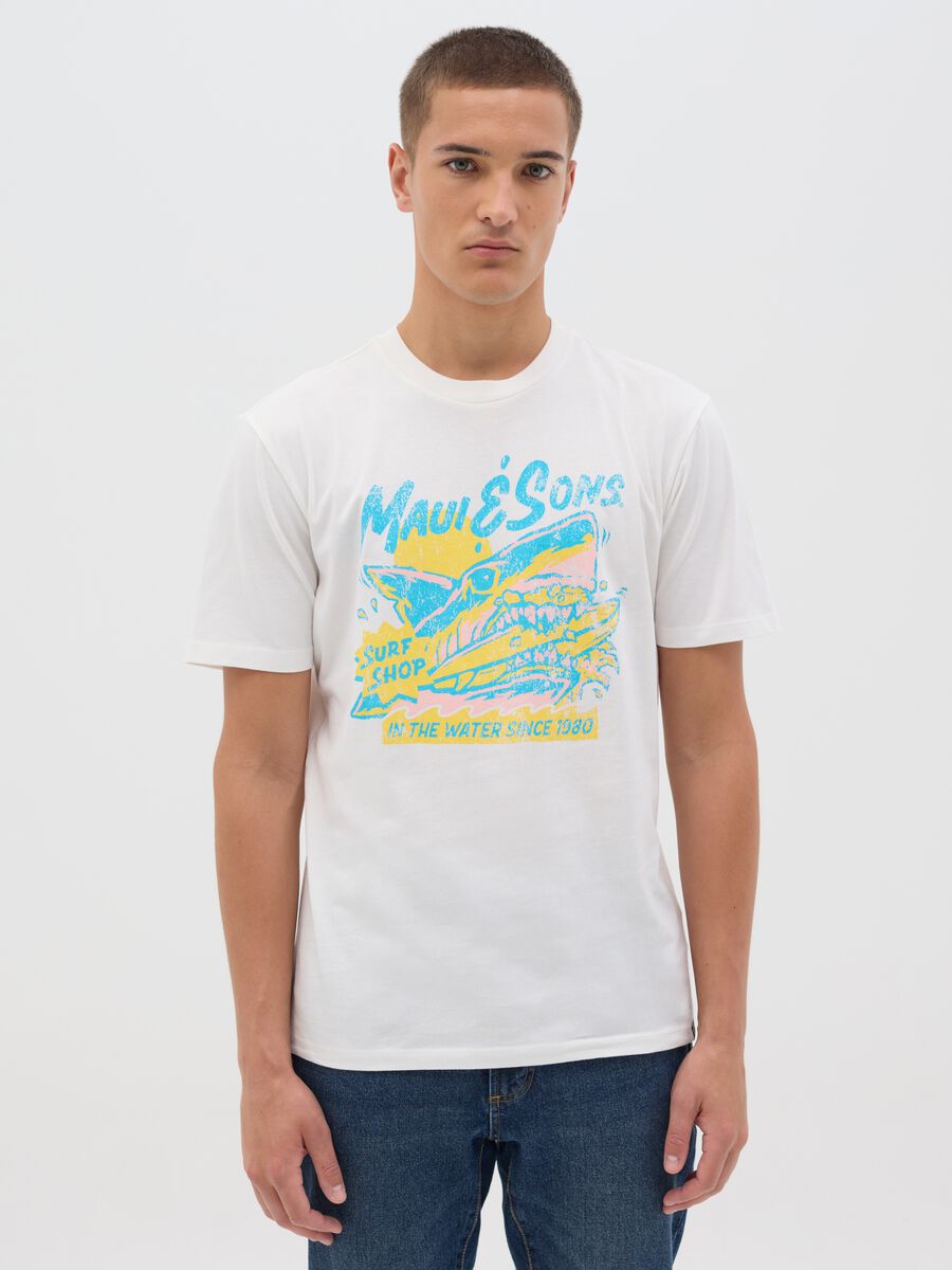 White T-shirt with Maui & Sons graphic print_0