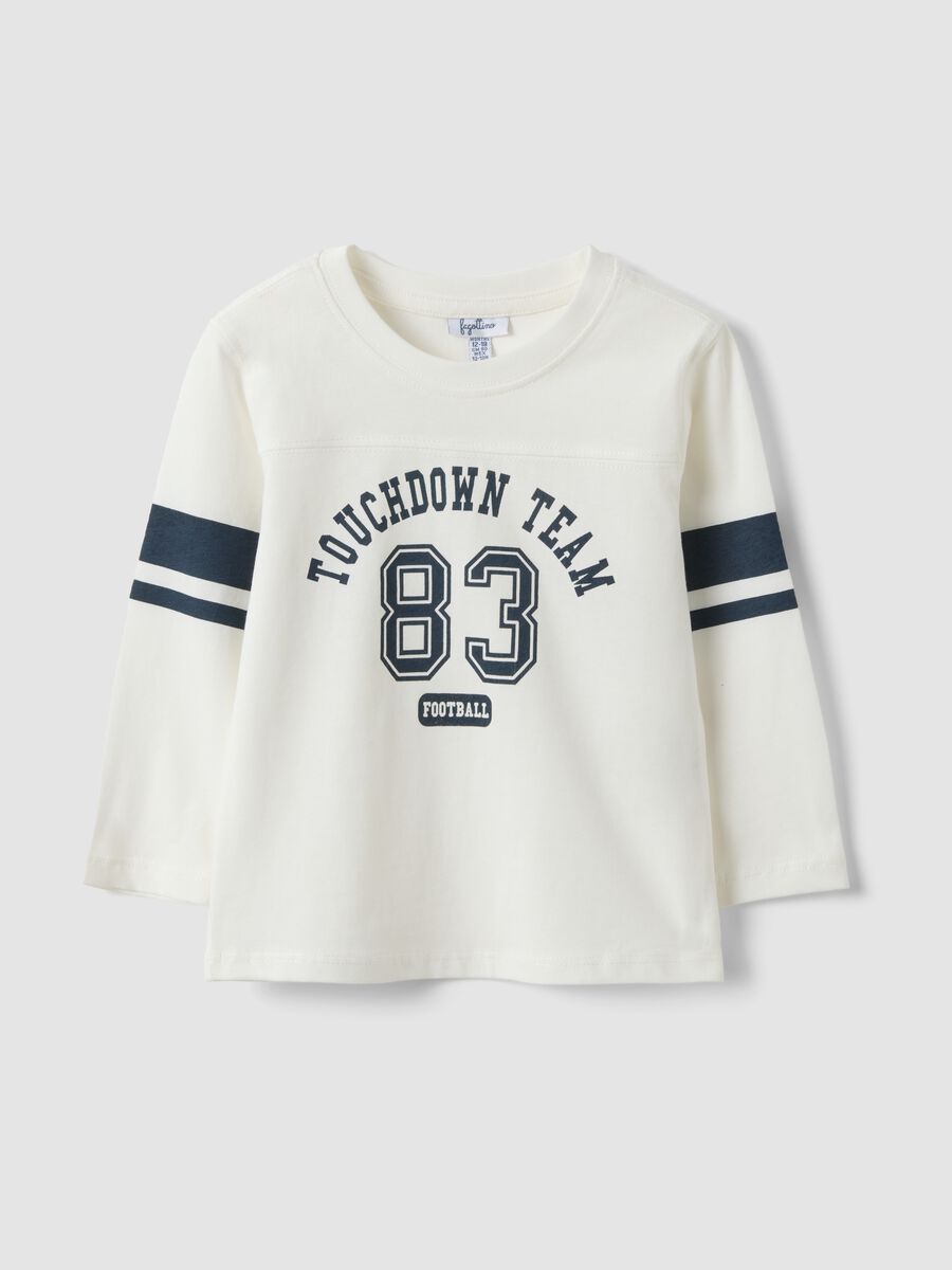 T-shirt bianca in puro cotone organico con girocollo per bimbo_0