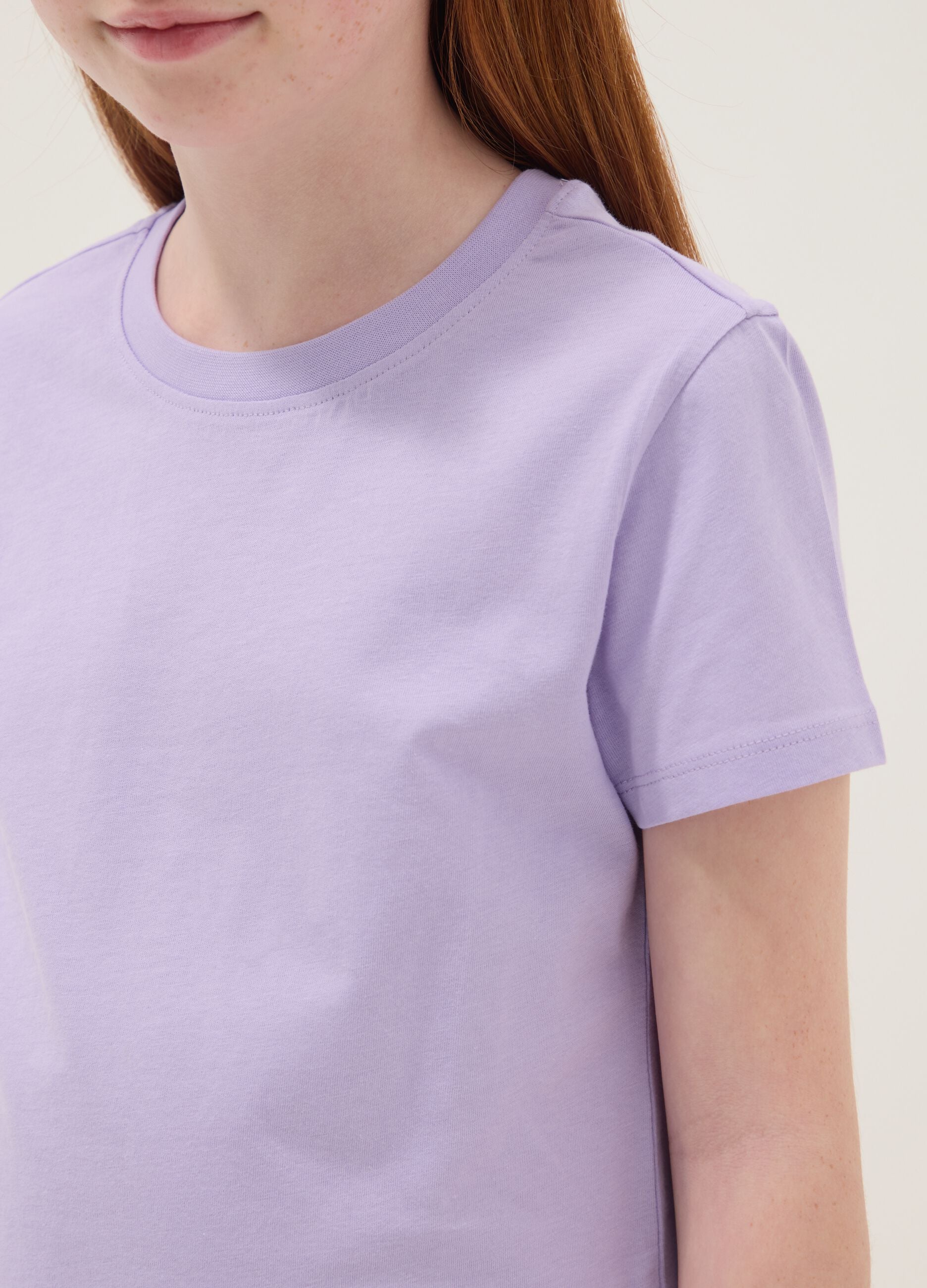 T-shirt in puro cotone viola da ragazza regular fit