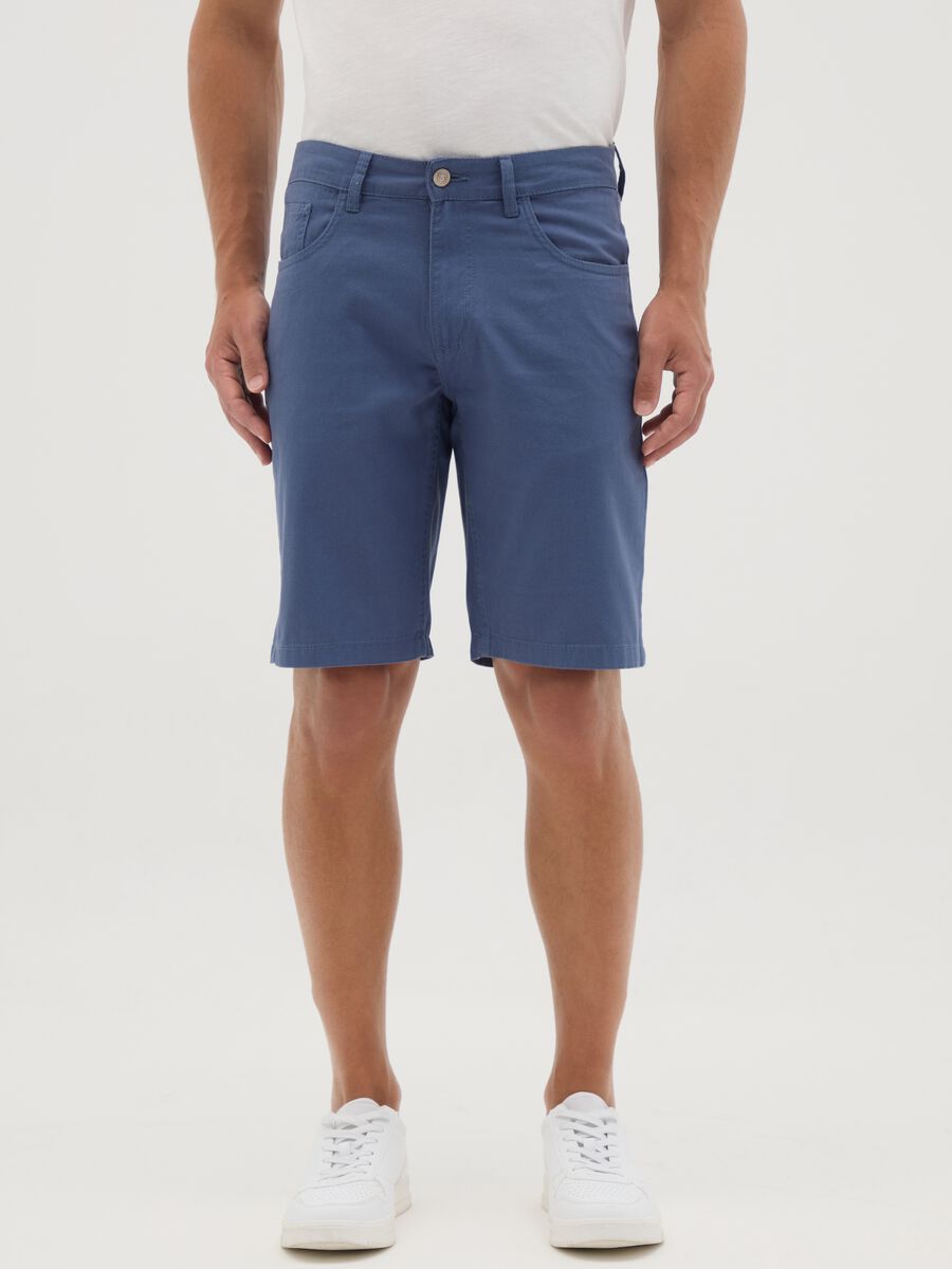 Men's pure cotton blue regular fit shorts_1