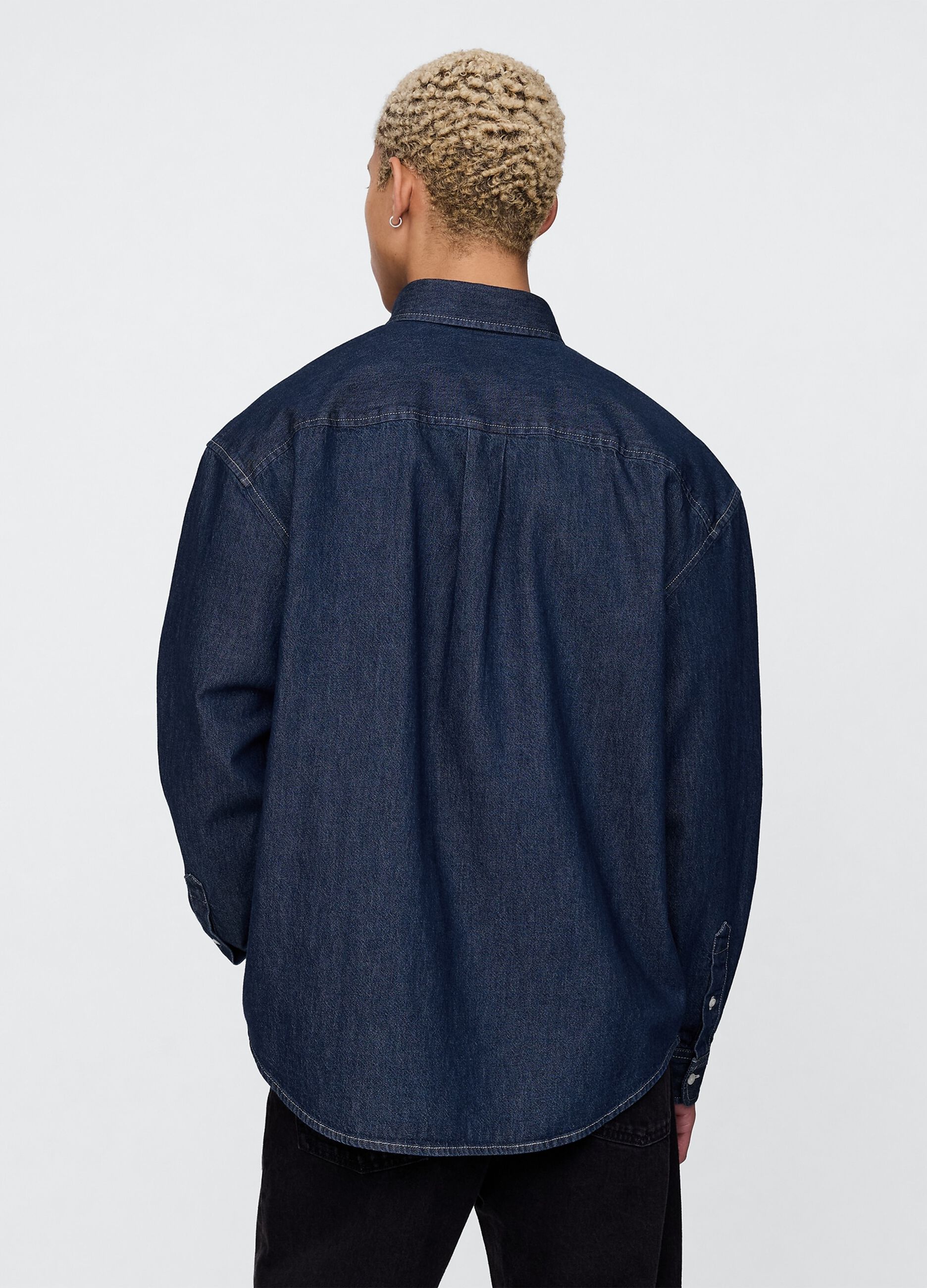 Embroidered Denim Shirt with Flowers