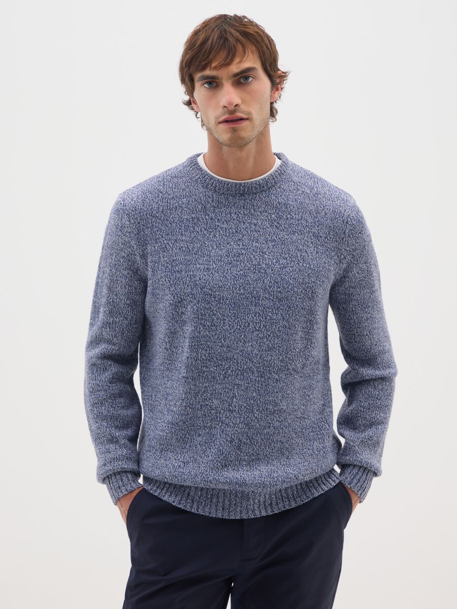 Blue Acrylic and Wool Sweater_0