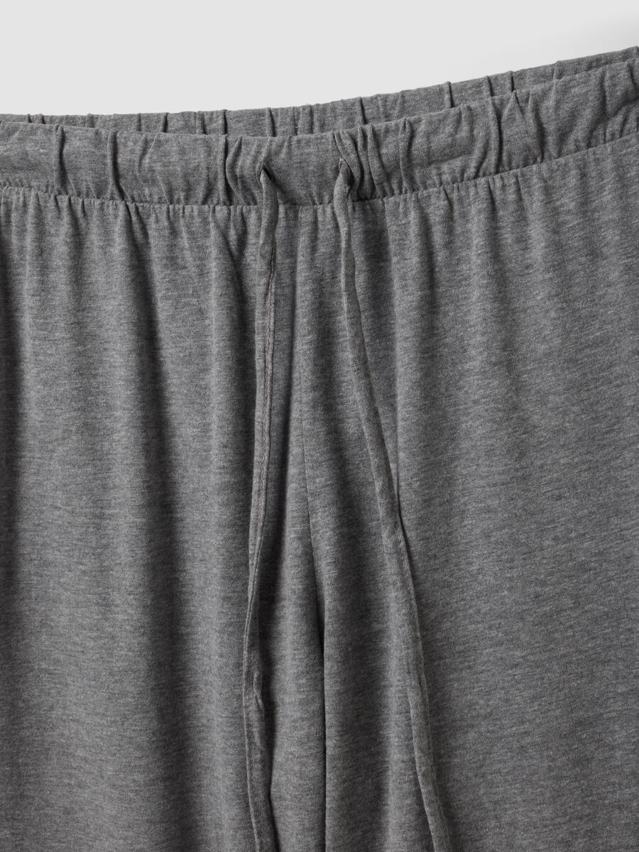 Grey organic cotton and viscose blend pyjamas with teddy bear print_5