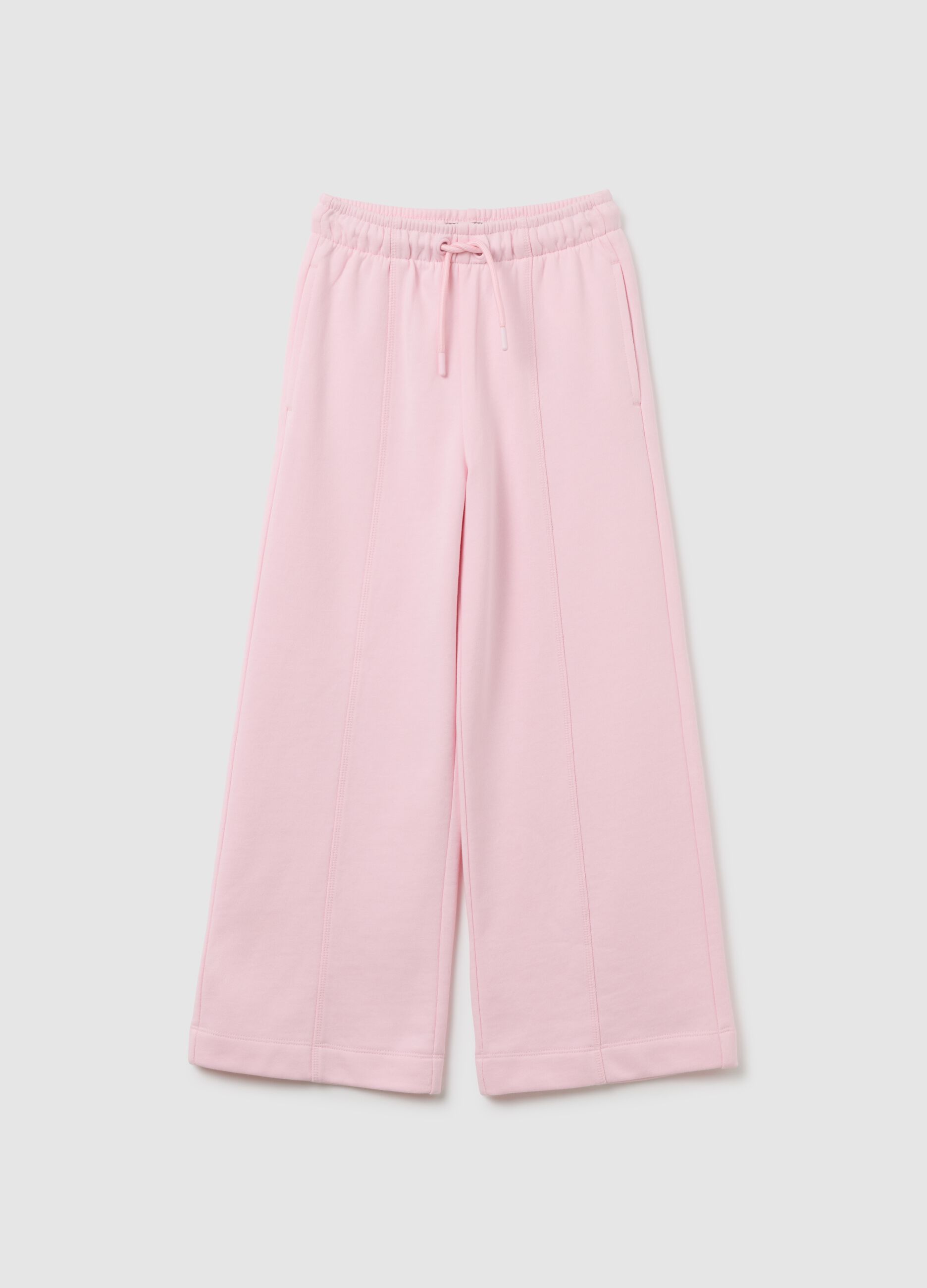 Girls' pink wide leg jogger trousers in pure cotton