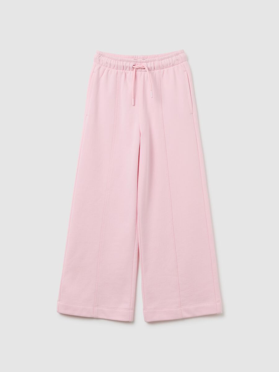 Girls' pink wide leg jogger trousers in pure cotton_0