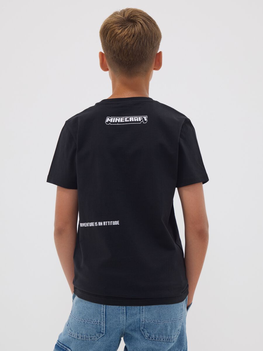 Black pure cotton Minecraft print T-shirt for boys_2