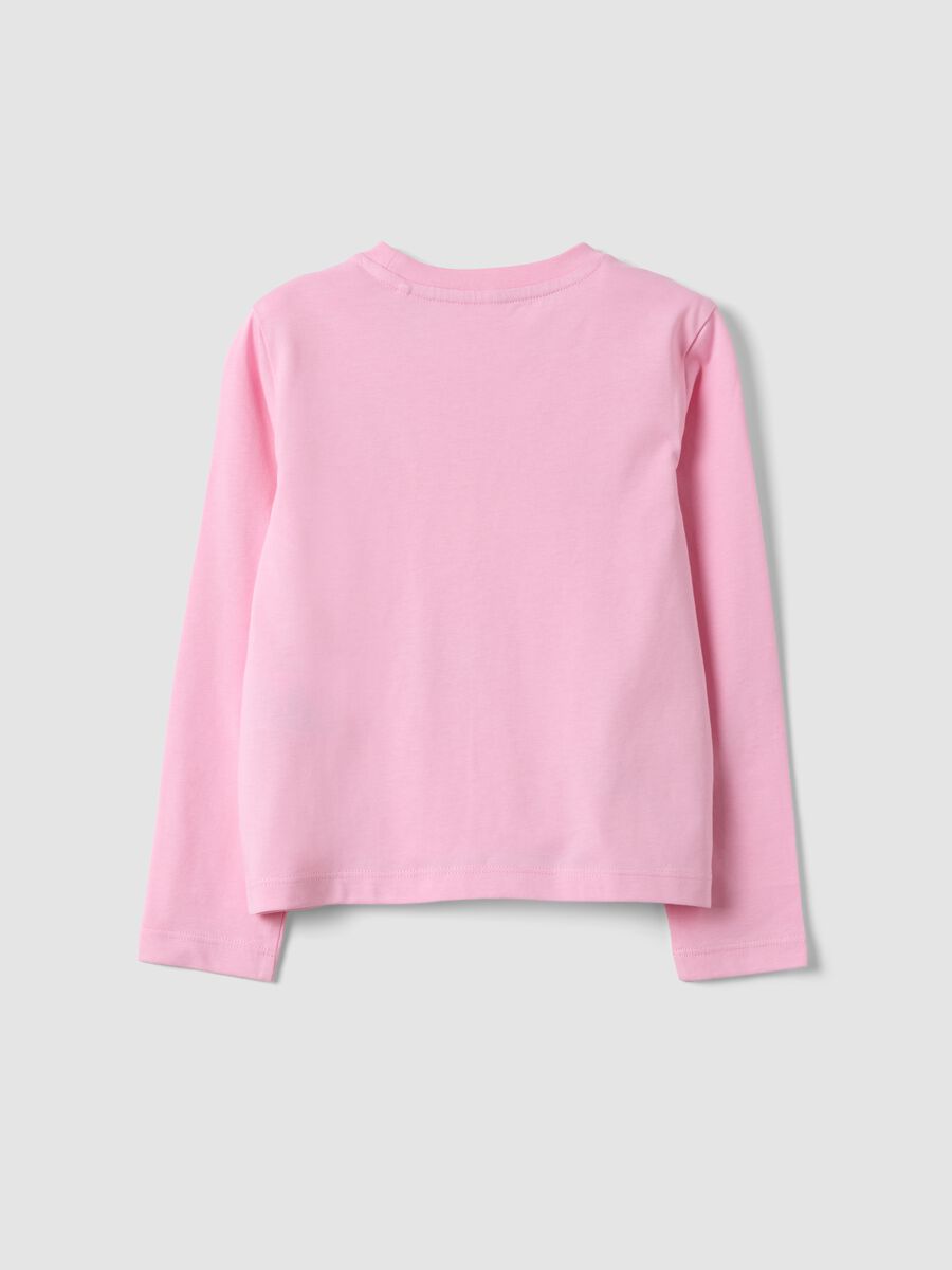 T-shirt rosa in puro cotone organico con stampa stelline per bambina_1