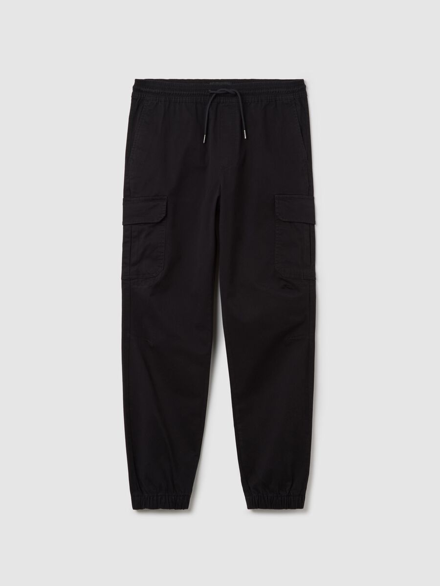 Black cargo joggers with drawstring_4