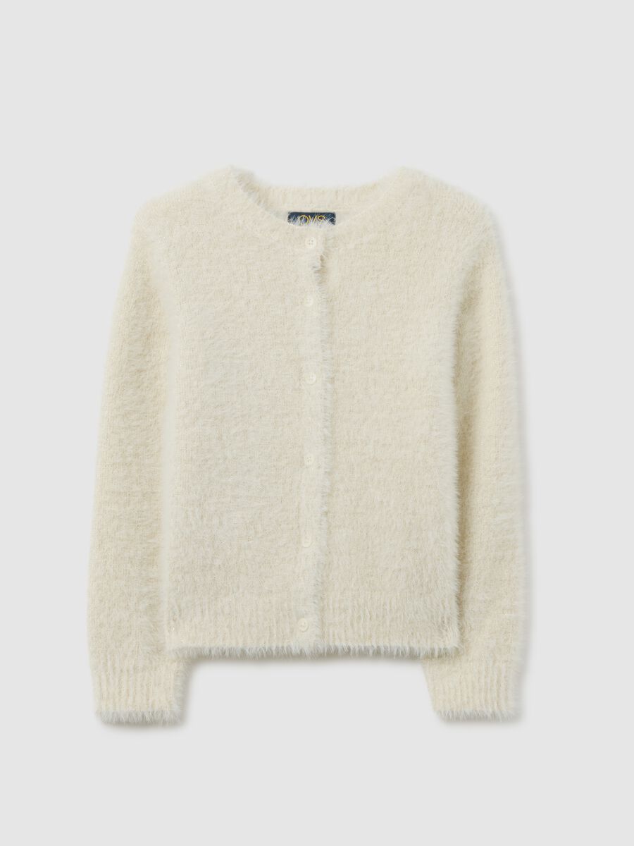 Girls' White Regular Fit Cardigan_0