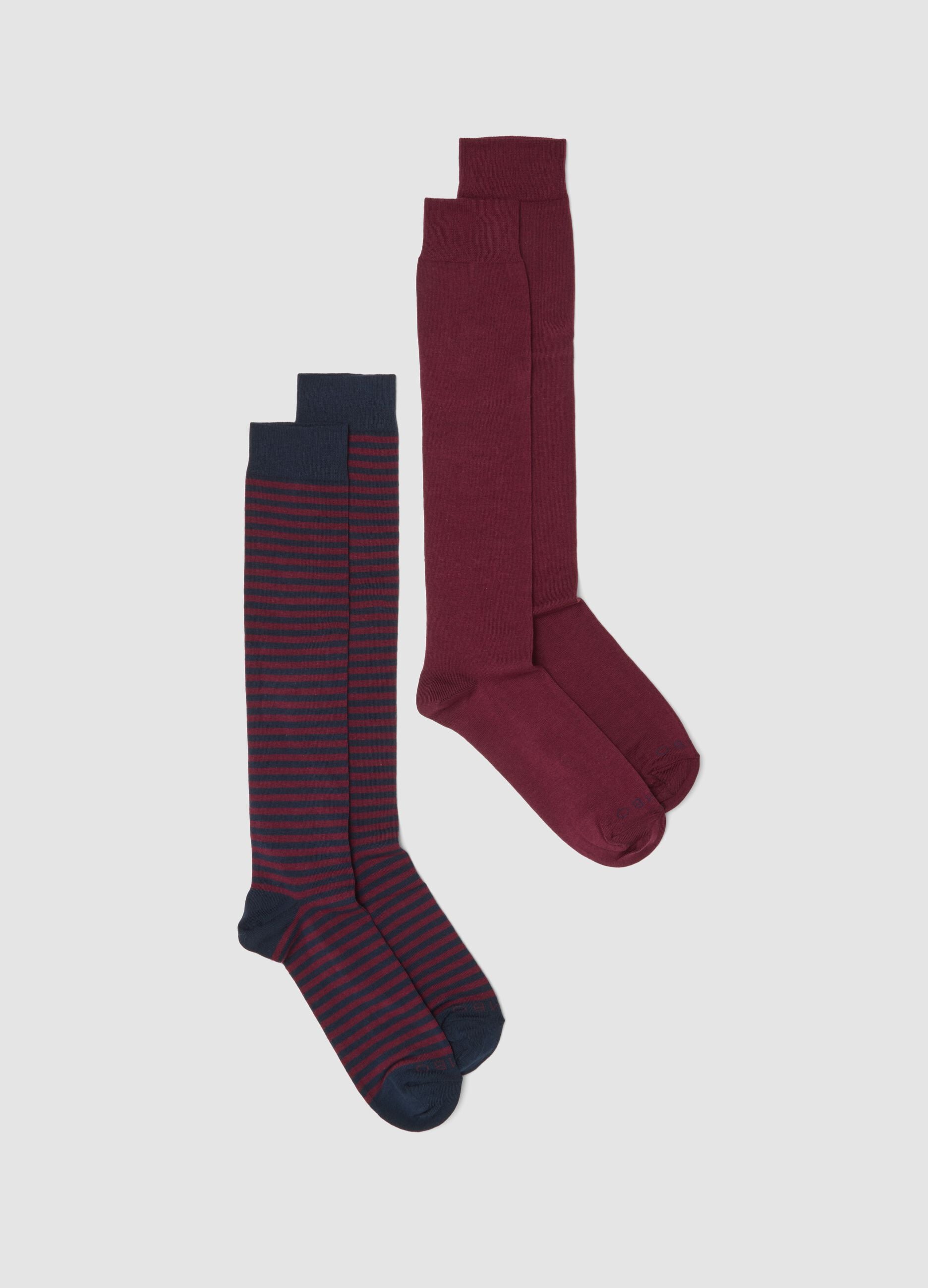 Two-pack of multicolour long socks in stretch cotton