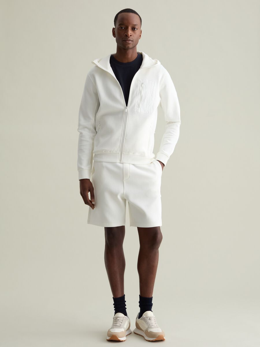 Full-zip sweatshirt in technical fabric with hood_2