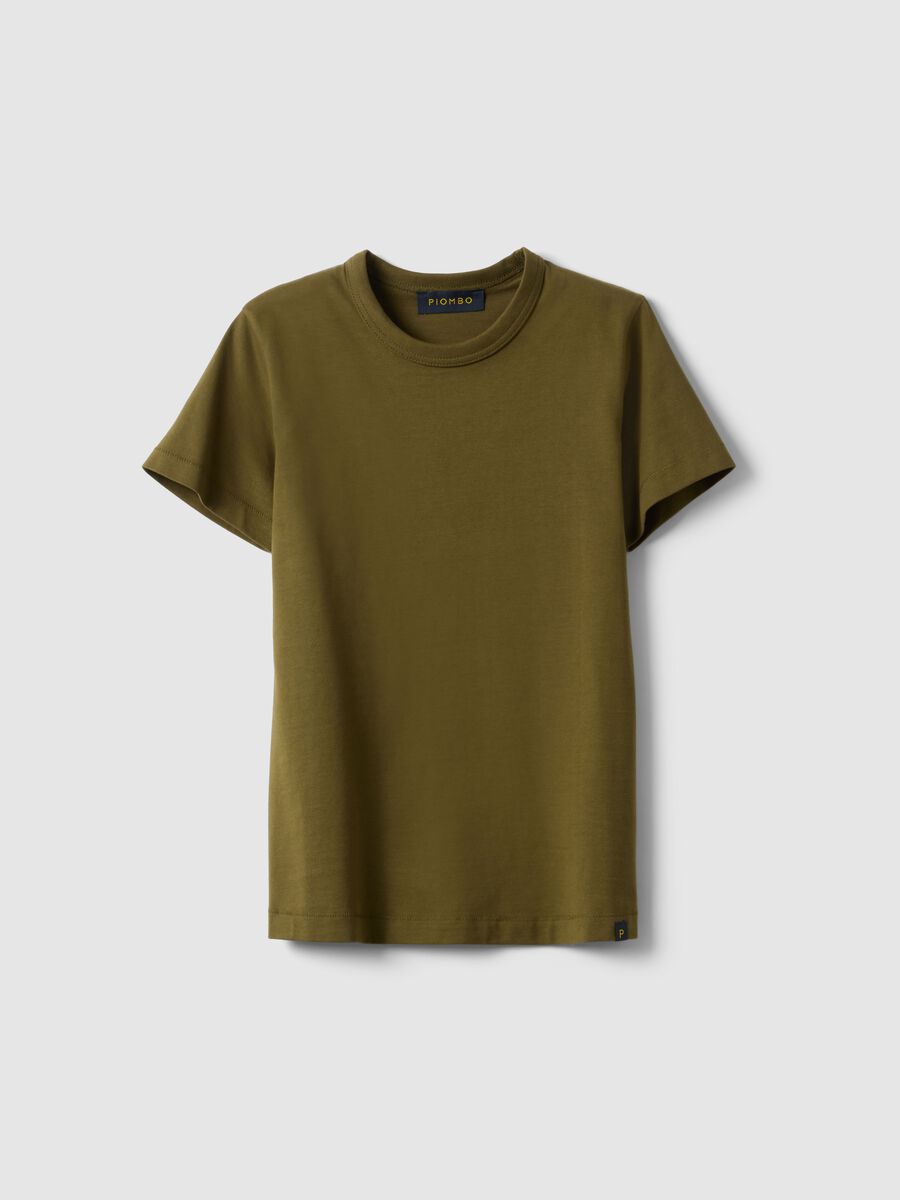 T-shirt girocollo in puro cotone verde regular fit_4