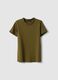 Green pure cotton crew-neck T-shirt, regular fit_4