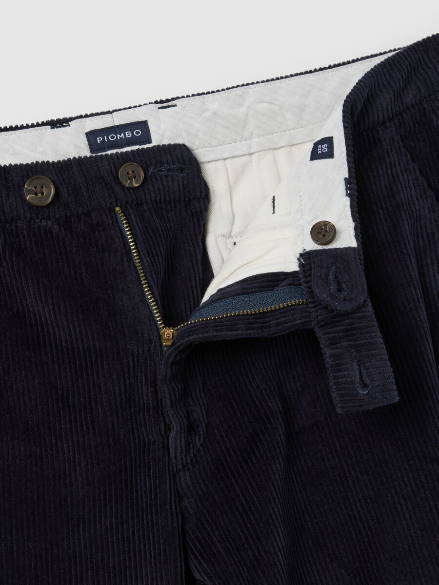 Blue Stretch Cotton Trousers Regular Fit_5